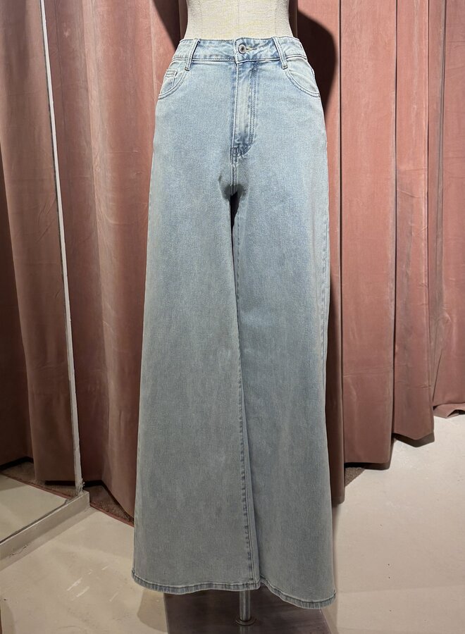 Wide Leg Jeans - Bleached Denim