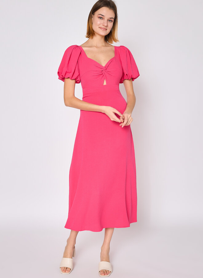 Robe Puffy Sleeves - Fuchsia