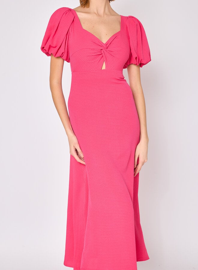 Robe Puffy Sleeves - Fuchsia