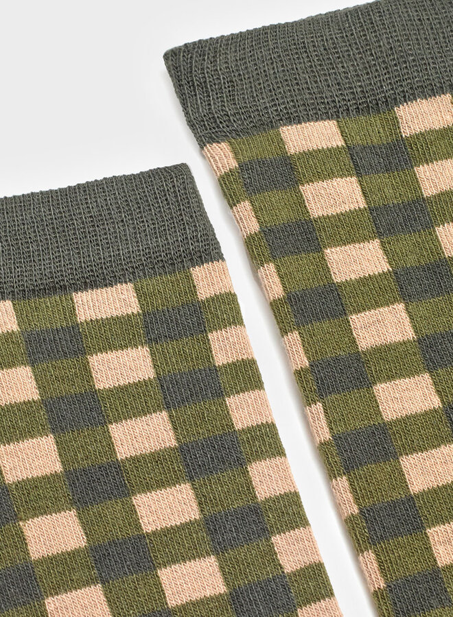 Vichy Check Socks - Khaki