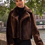 Faux Fur Coat Cropped - Marron