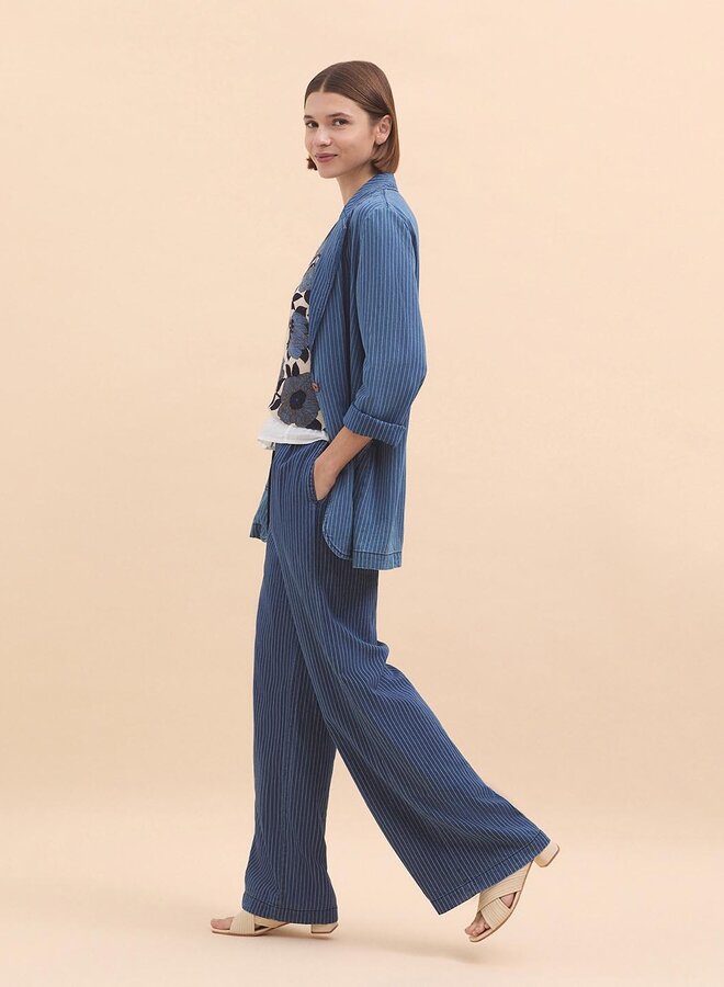 Nice Things - Striped Denim Blazer - Blue