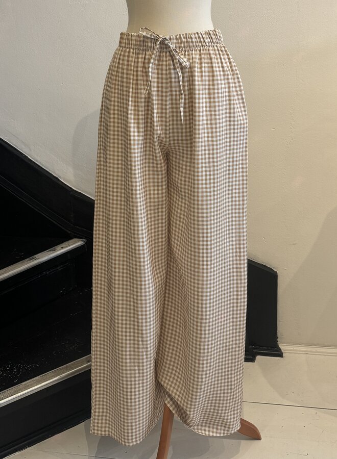 Pantalon Linen Check - Camel (One Size)
