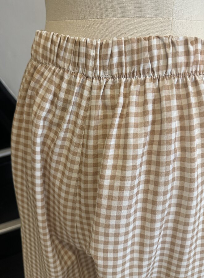 Pantalon Linen Check - Camel (One Size)