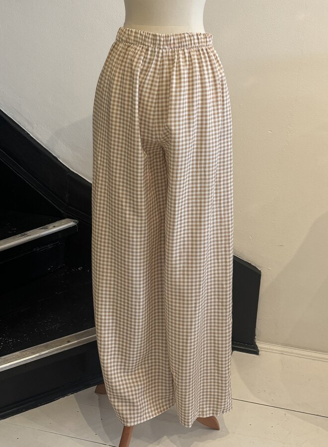 Pantalon Linen Check - Camel (One Size)