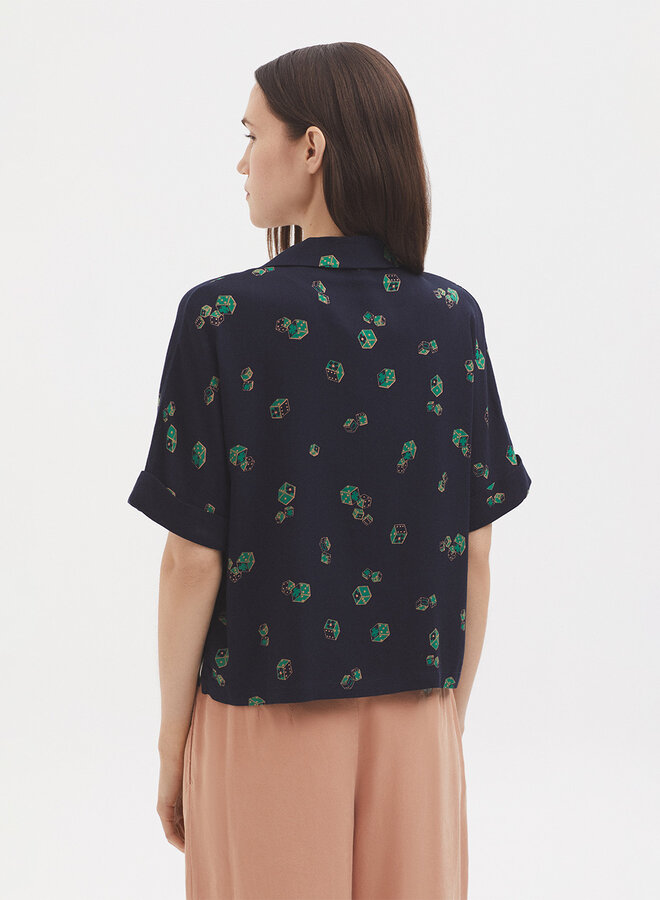 Nice Things - "Dice Game Print" Short Sleeve - Navy