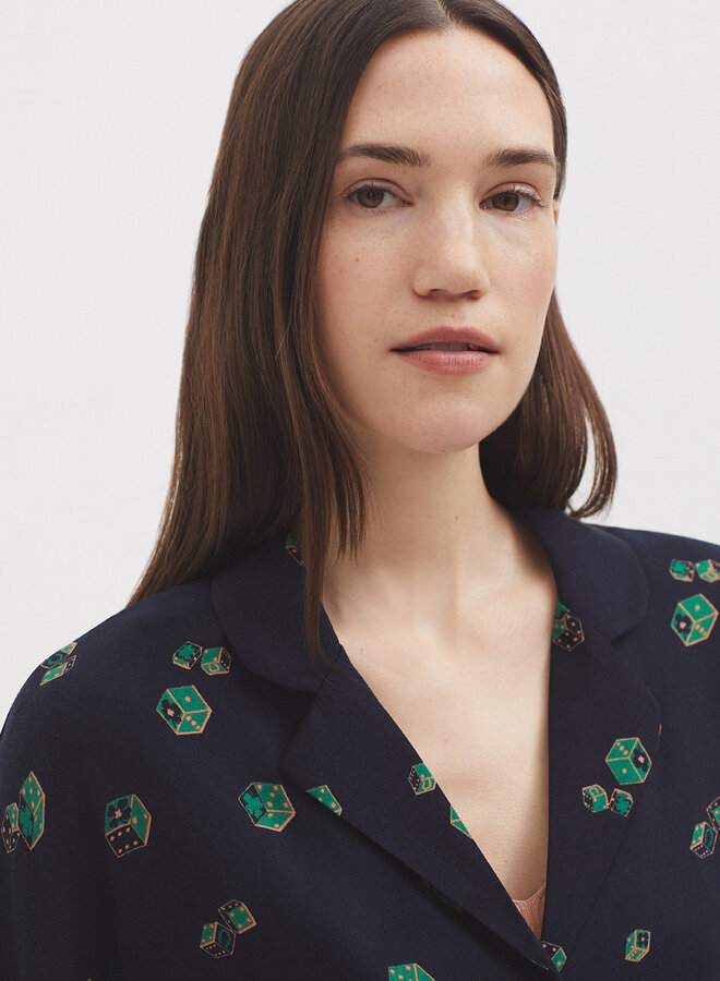 Nice Things - "Dice Game Print" Short Sleeve - Navy