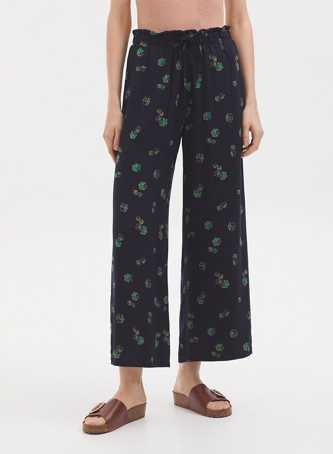 Nice Things - "Dice Game Print" Pants -  Navy