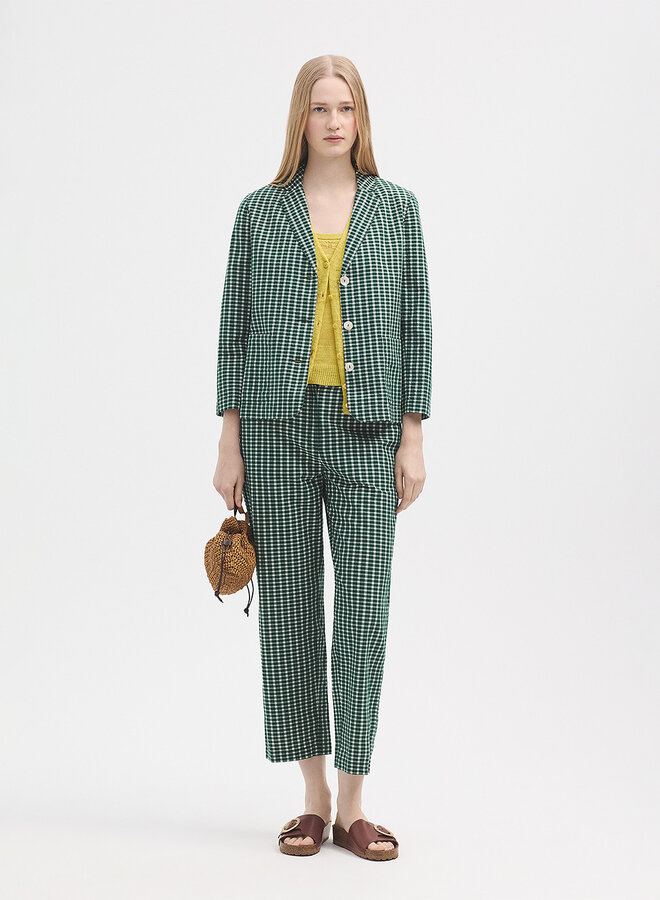 Nice Things - Seersucker Checks Pants - Green