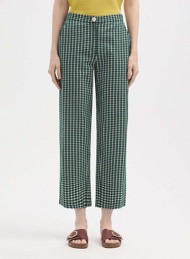 Nice Things - Seersucker Checks Pants - Green