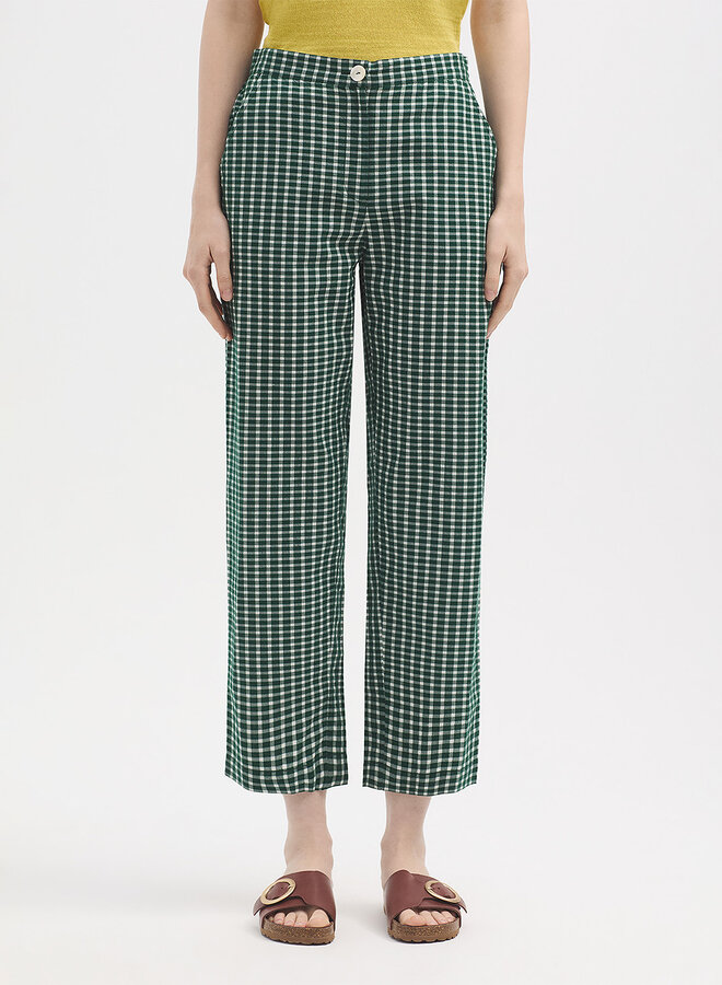 Nice Things - Seersucker Checks Pants - Green