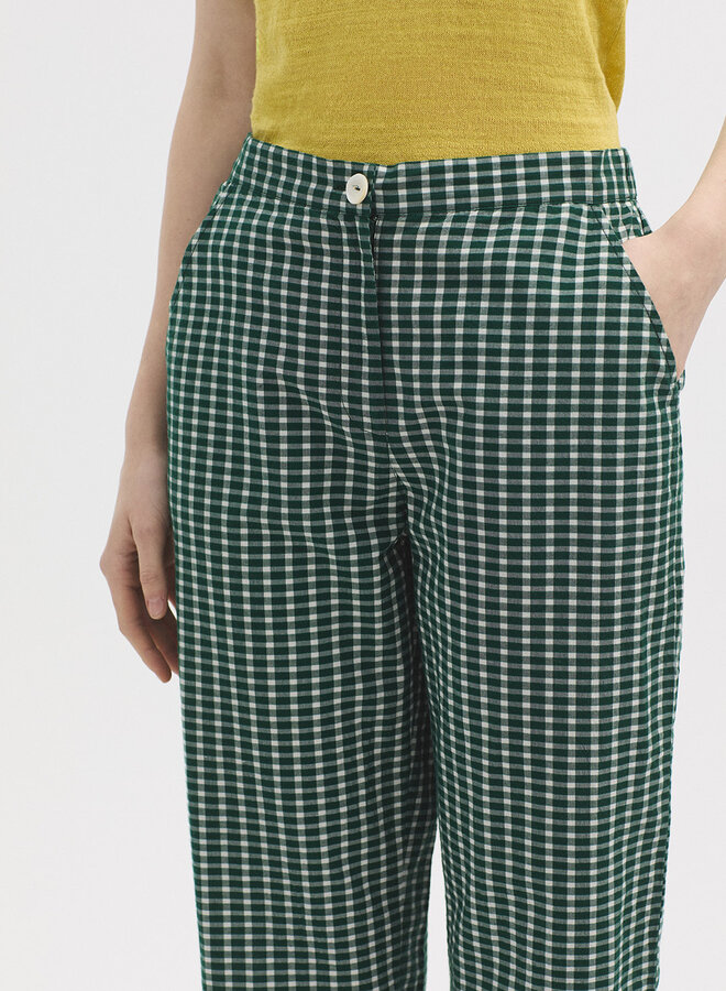 Nice Things - Seersucker Checks Pants - Green