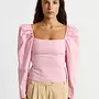 LAAGAM - Brigitte Pink Puff Sleeve Blouse