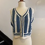 Gilet Crochet - Bleu Marine & Ecru (One Size)