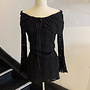 Off Shoulder Lace Dress -  Noir