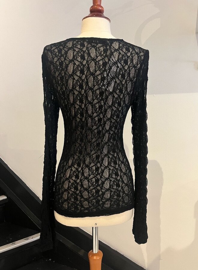 Top Flared Sleeves Lace - Noir