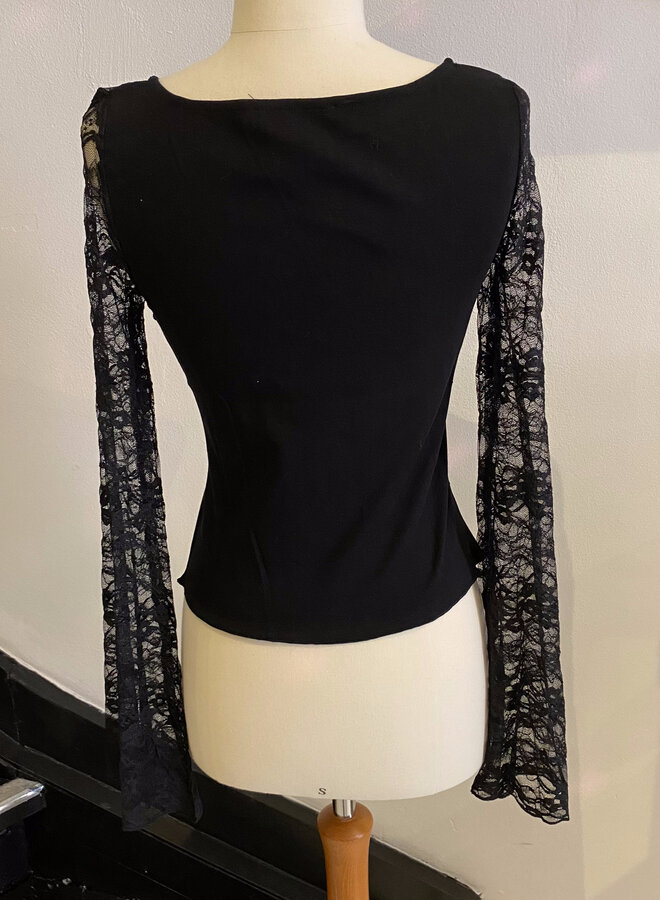 Top Lace Sleeves Tess - Noir