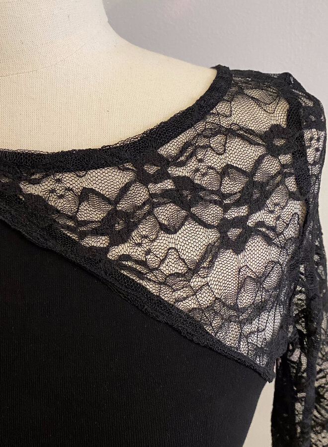 Top Lace Sleeves Tess - Noir