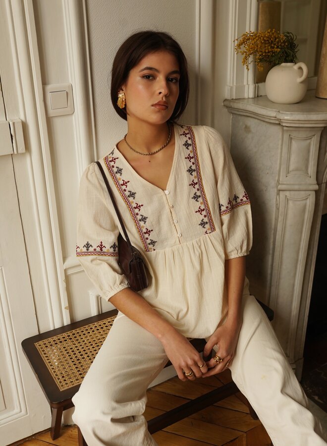 Chemise Embroidery Louise - Ecru