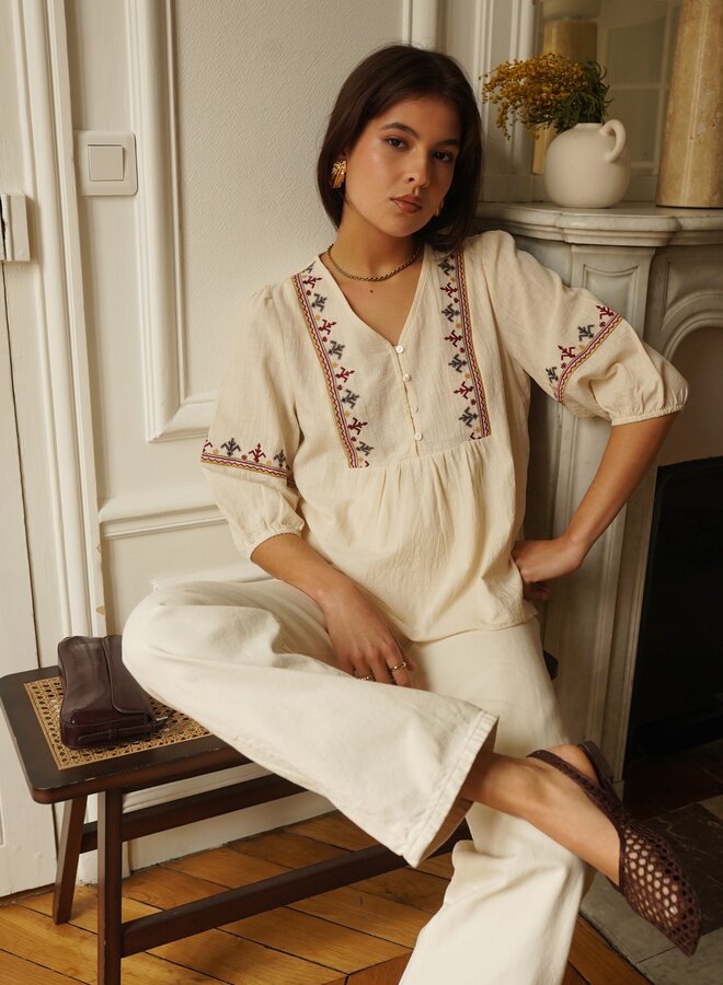 Chemise Embroidery Louise - Ecru