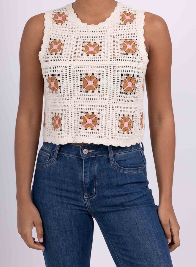Top Crochet Nadine - Ecru Orange (One Size)