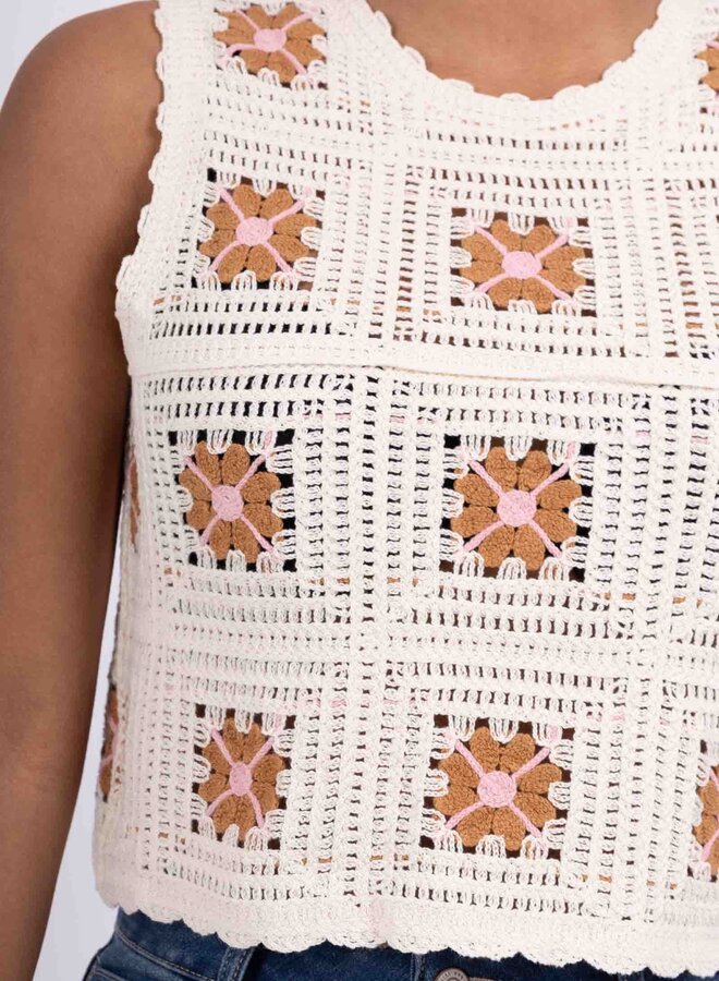 Top Crochet Nadine - Ecru Orange (One Size)