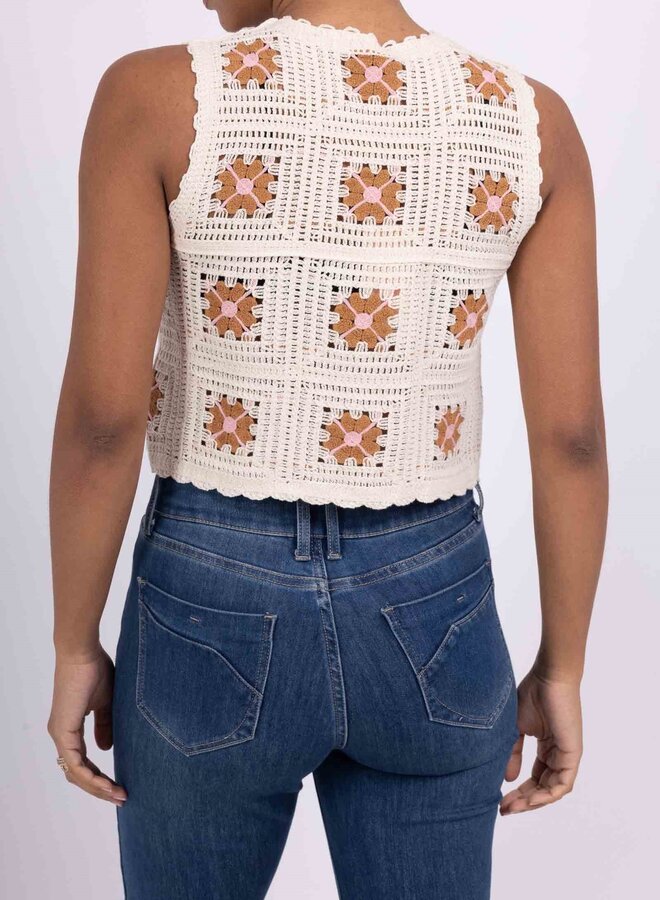 Top Crochet Nadine - Ecru Orange (One Size)