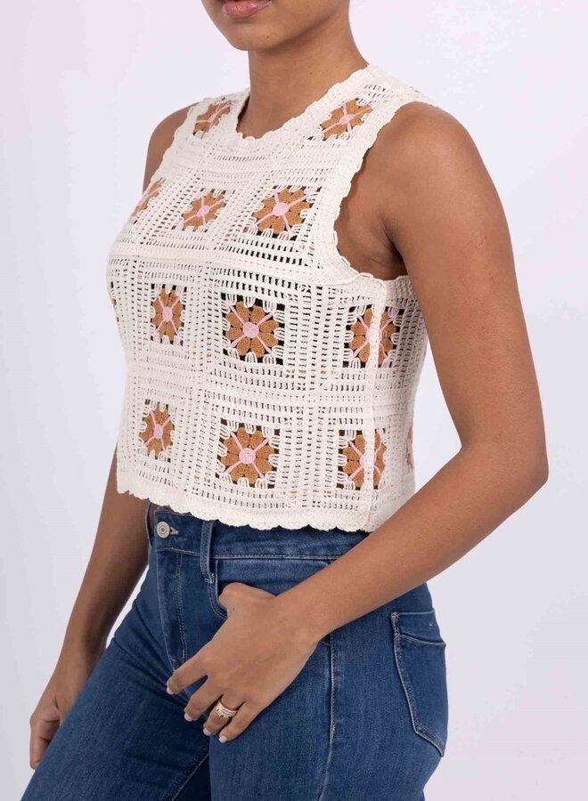 Top Crochet Nadine - Ecru Orange (One Size)