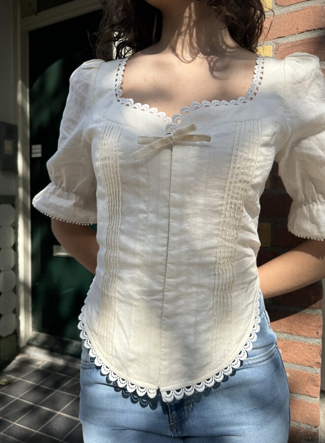 Following Lucy - Linen Corset Top - Ecru