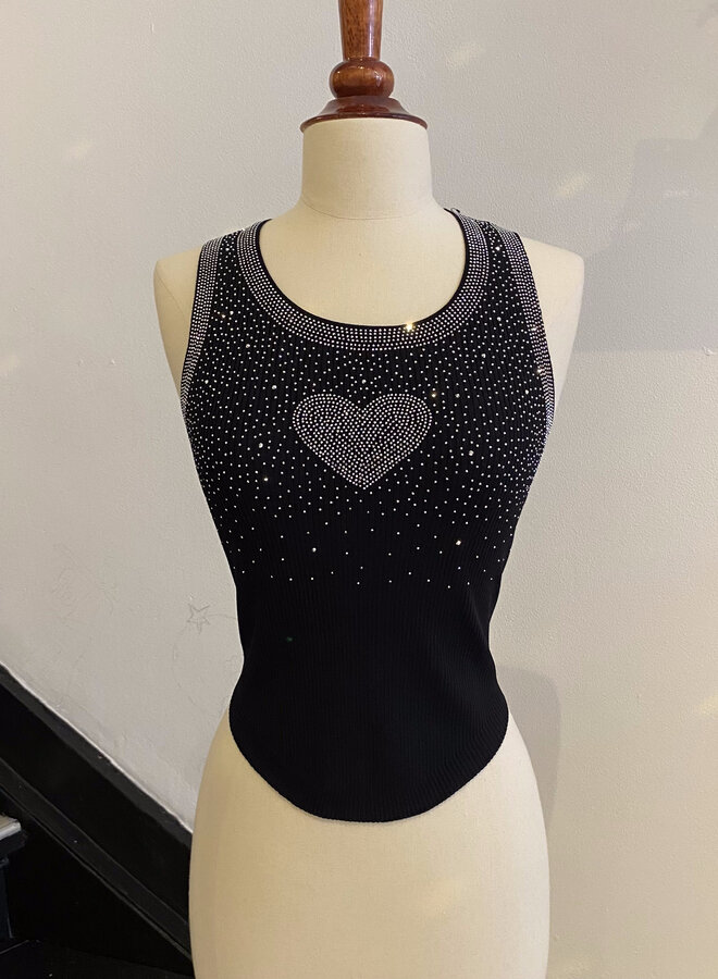 Glitter Heart Top - Noir (One Size)