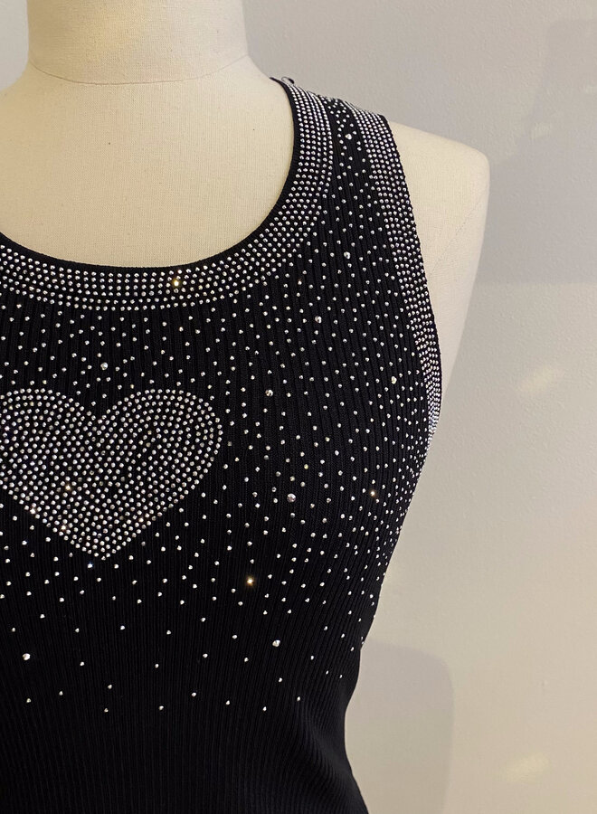 Glitter Heart Top - Noir (One Size)