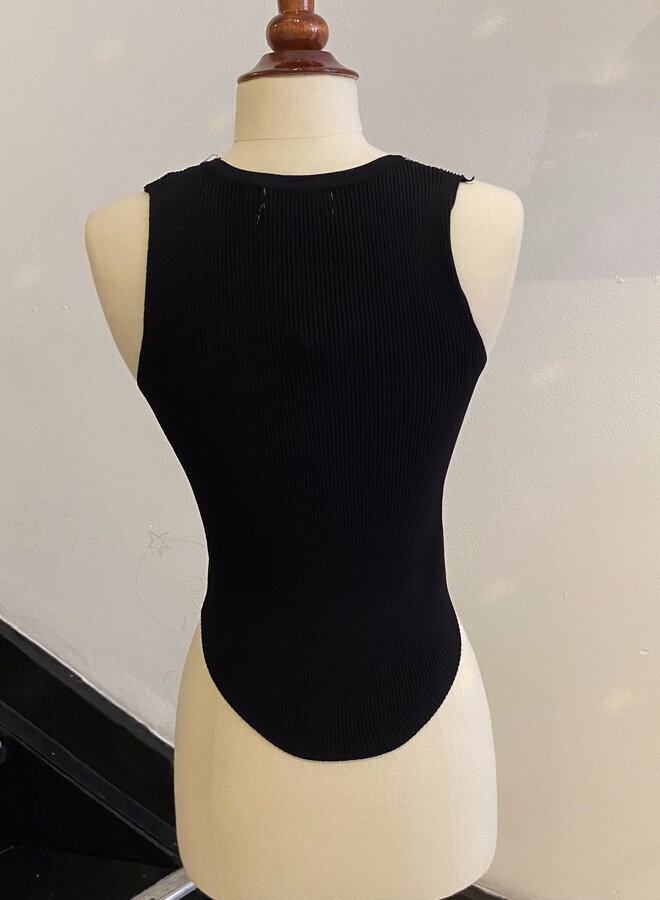 Glitter Heart Top - Noir (One Size)