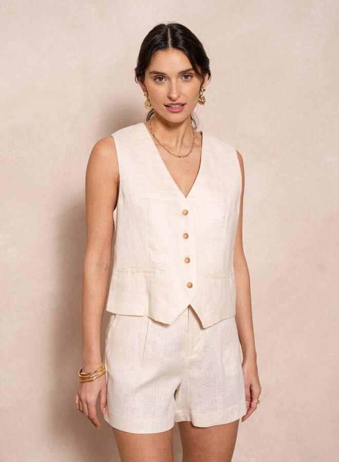 Gilet 100% Linen - Ecru