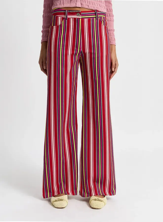 LAAGAM - Leroy Striped Twill Pants - Red