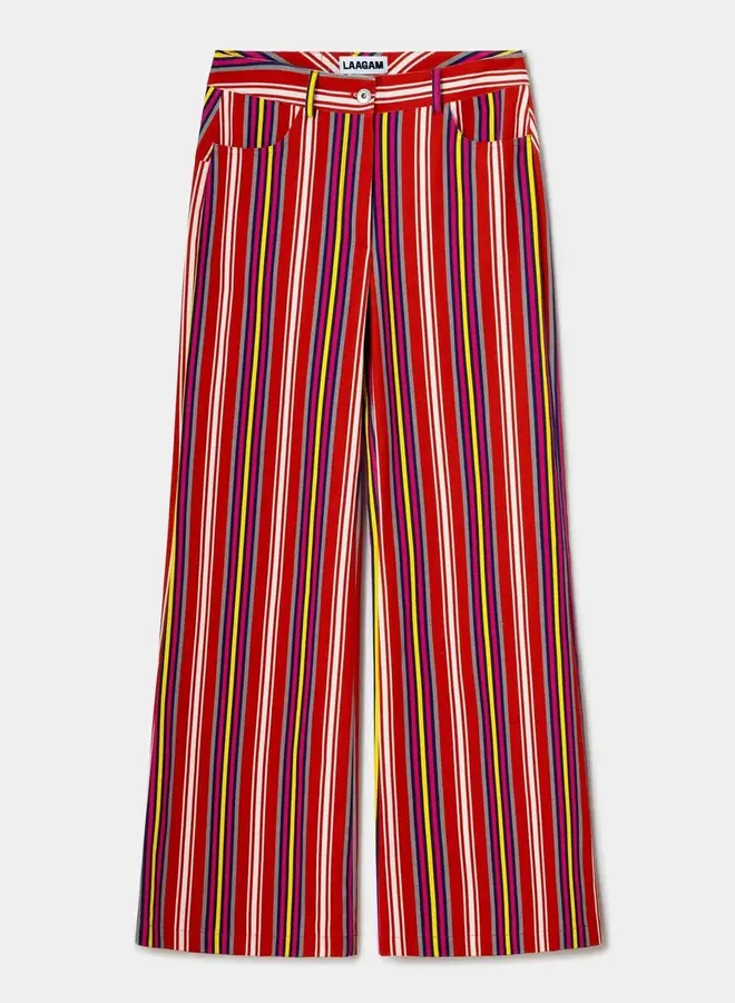 LAAGAM - Leroy Striped Twill Pants - Red