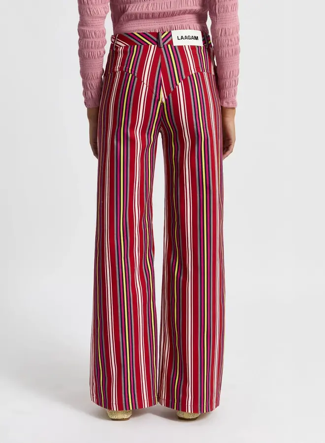 LAAGAM - Leroy Striped Twill Pants - Red
