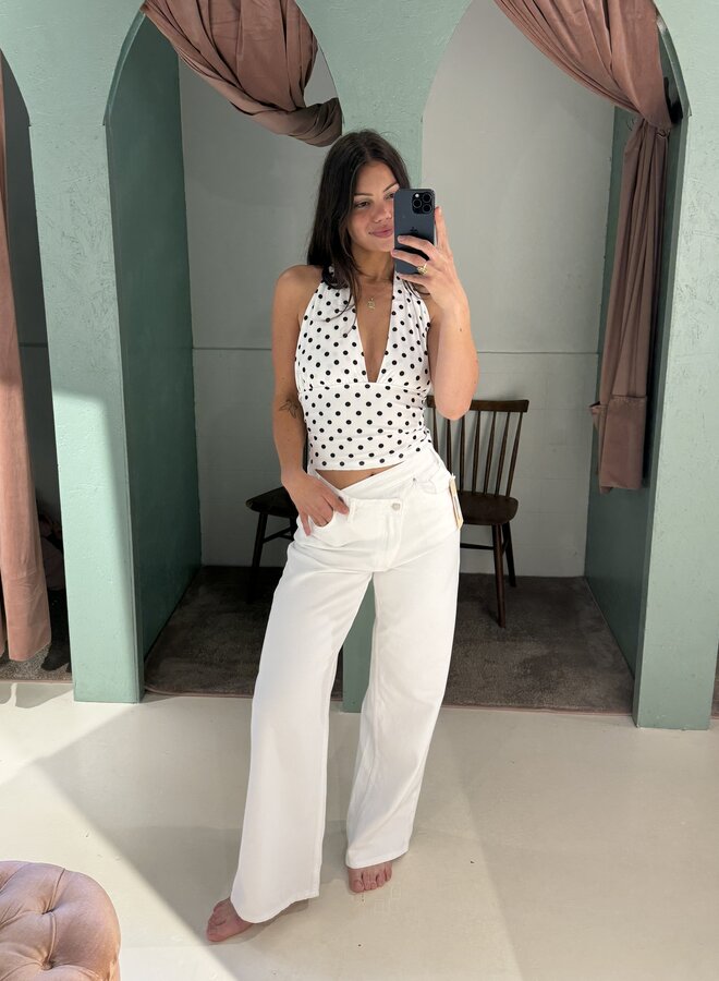 Buttoned Jeans - White