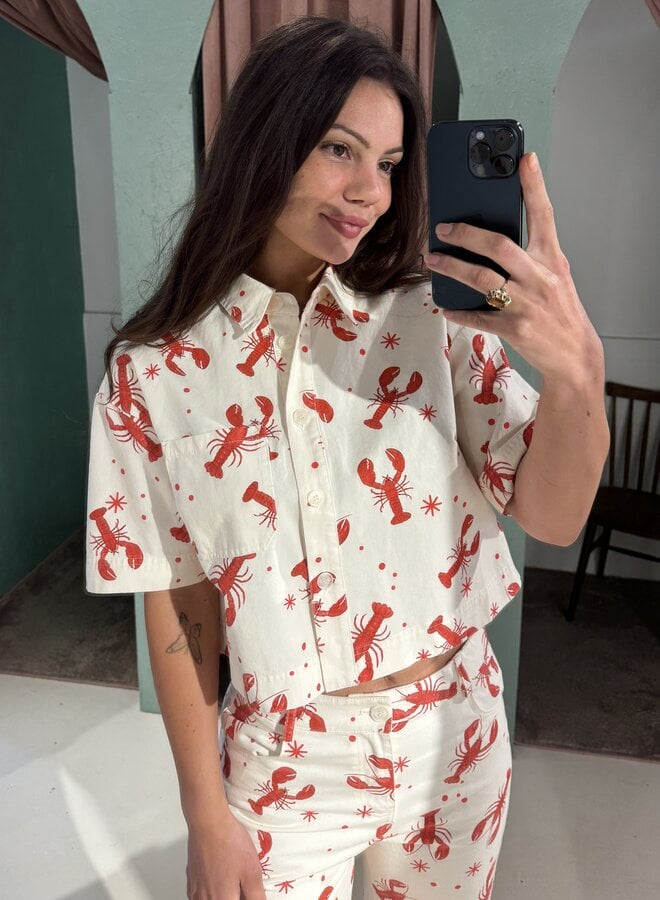 Chemise Lobster Party - Ecru et Rouge
