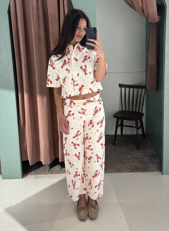 Pantalon Lobster Party - Ecru et Rouge
