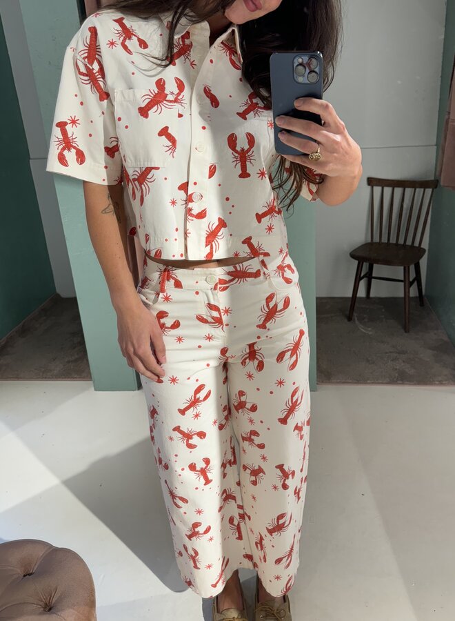 Pantalon Lobster Party - Ecru et Rouge