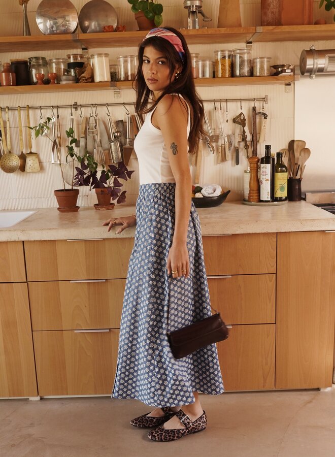 Jupe Embroidery Maxi - Bleu