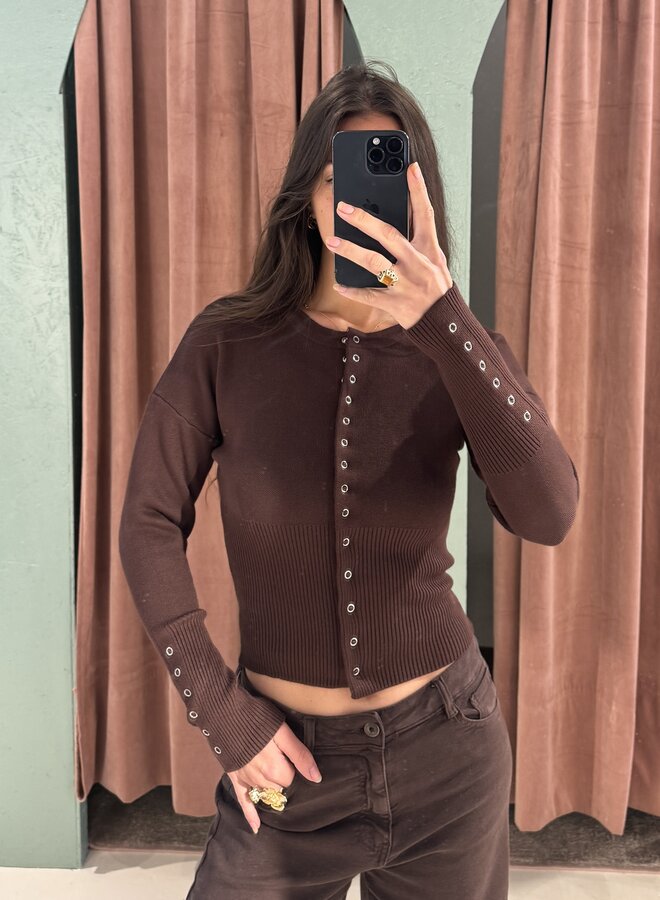 Top Luc Ce - Button Me - Marron