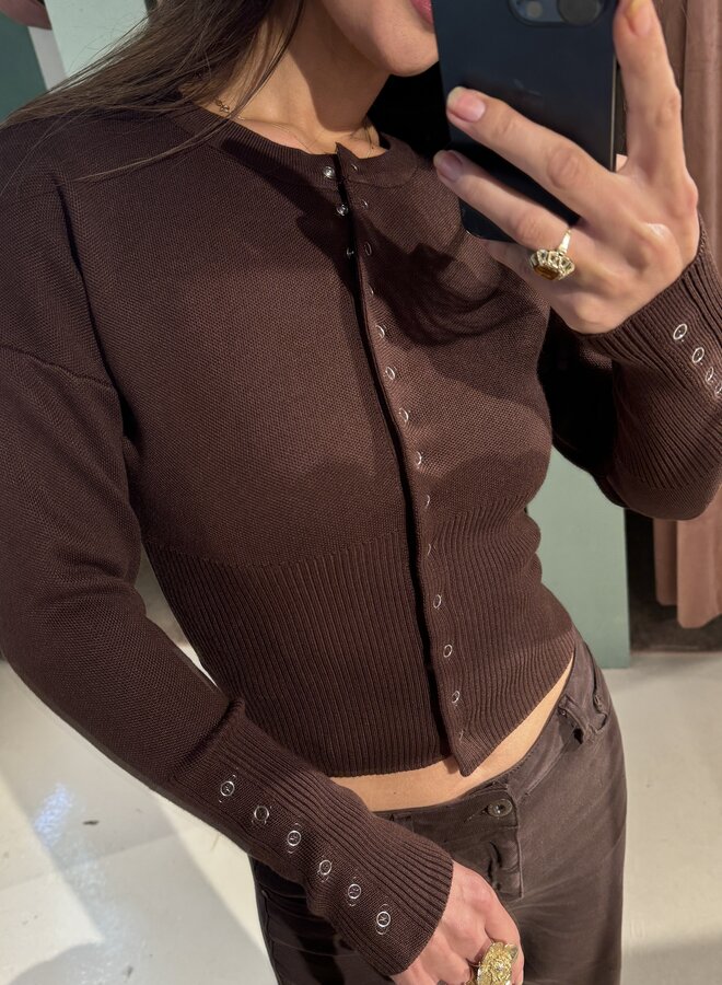 Top Luc Ce - Button Me - Marron