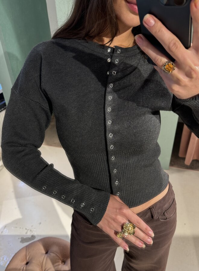Top Luc Ce - Button Me - Gris