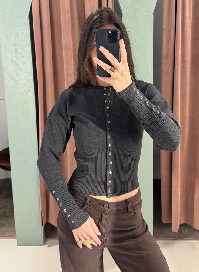 Top Luc Ce - Button Me - Gris