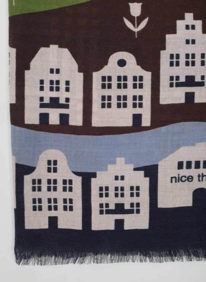 Nice Things - "Dutch Landscape" Scarf - Shiny Blue