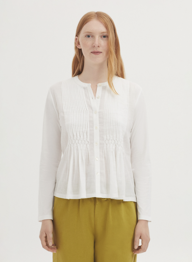 Nice Things - Bimaterial Jareta Shirt - White