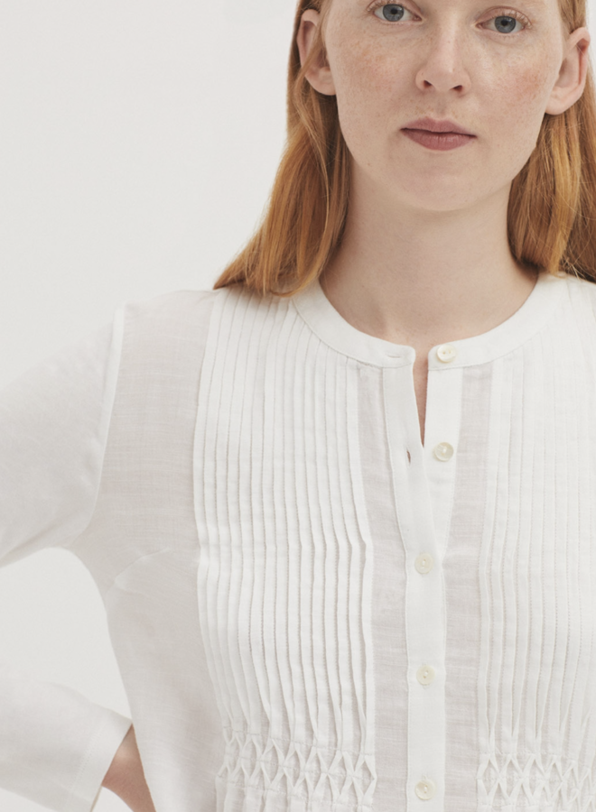 Nice Things - Bimaterial Jareta Shirt - White