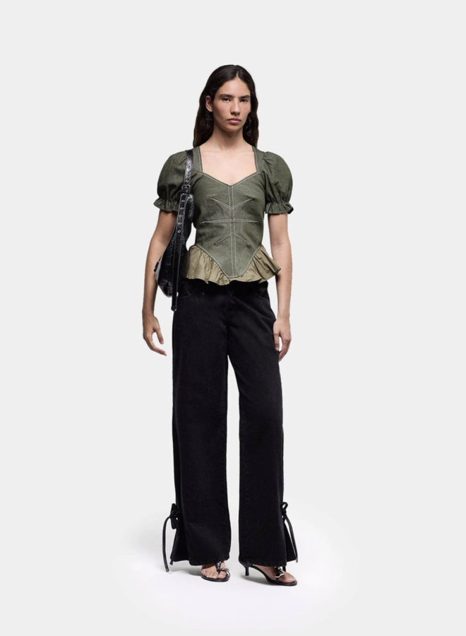 LAAGAM - Regina Puff Sleeve Blouse - Khaki