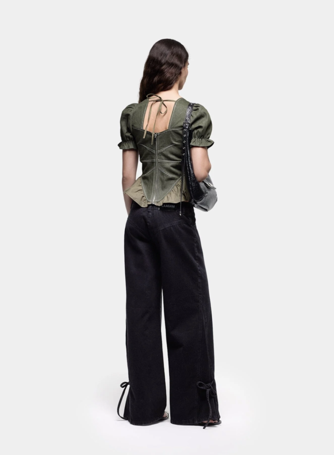 LAAGAM - Regina Puff Sleeve Blouse - Khaki